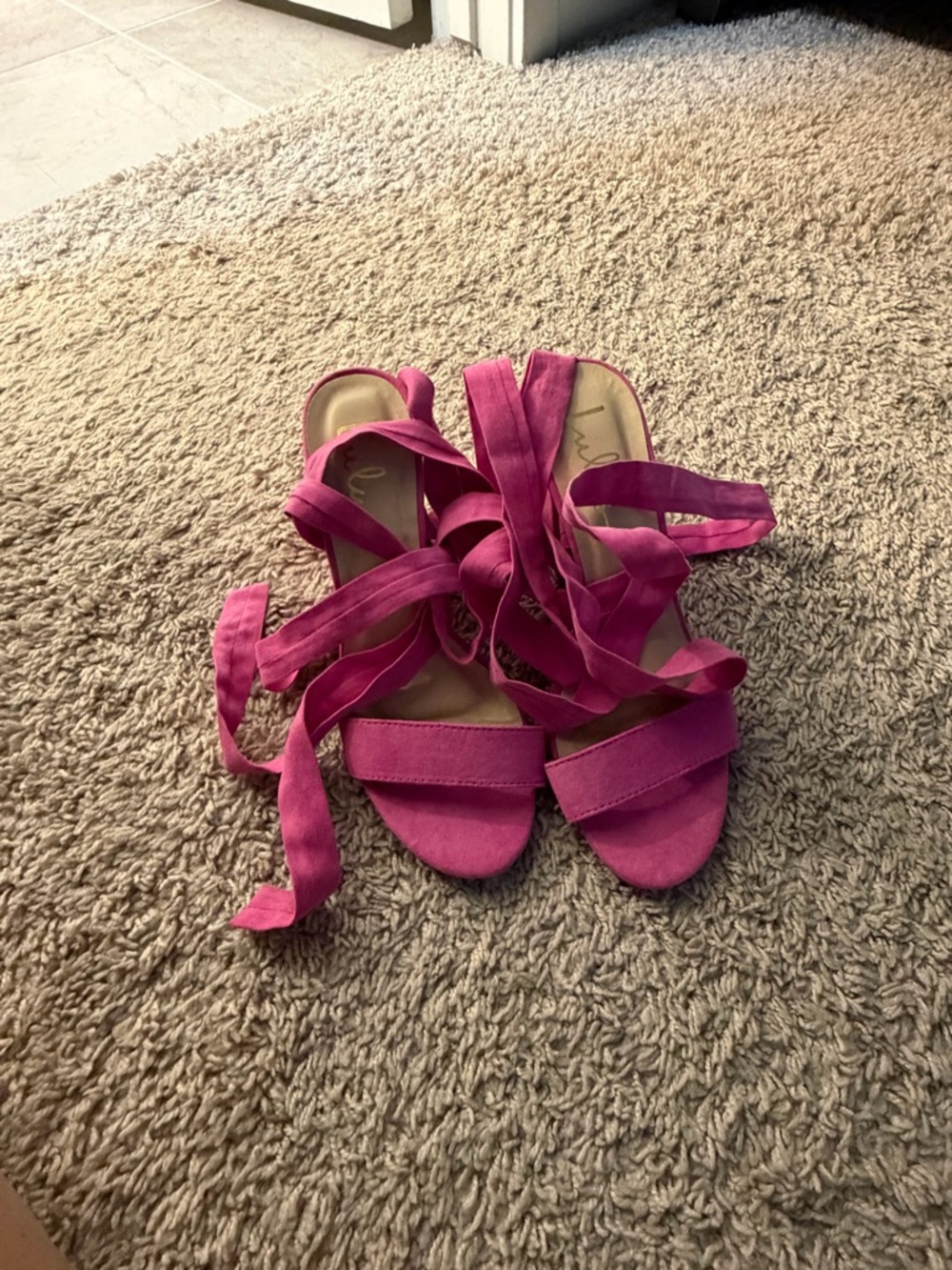Womens Pink Lace-Up Womens Heeled Sandals lulus 8.5